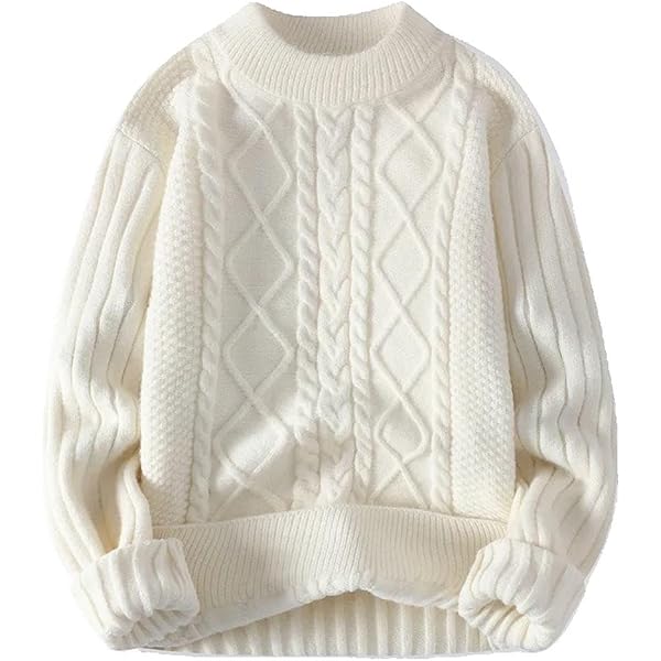 Winter Men Twist Sweater Round Neck Solid Color Male Fit Knitted